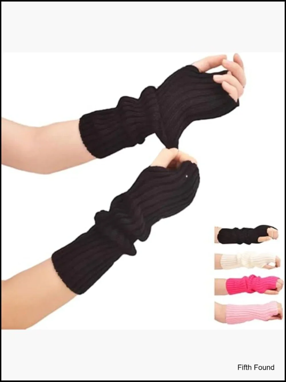 Fingerless Knit Arm Warmers Thumb Hole Cozy Stretchy Sleeves Women